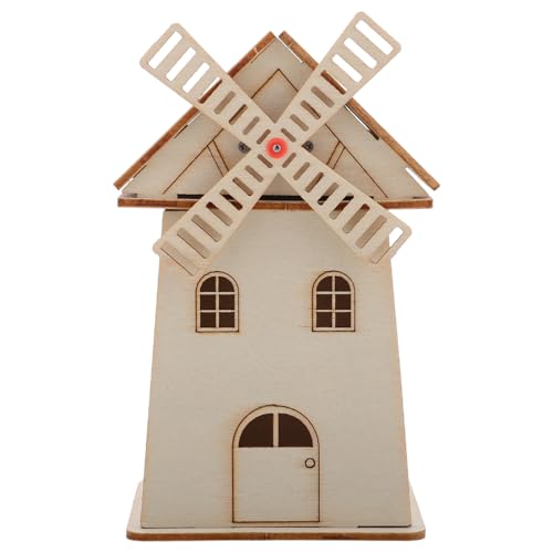 HEMOTON Windmühlen-Ornamente Aus Holz Schlauchadapter Für Spültischarmatur Kleiner Tisch Wasserhahn Auf Schlauchadapter Spülschlauch Adapter Solarbetriebene Windmühle Hölzern von HEMOTON