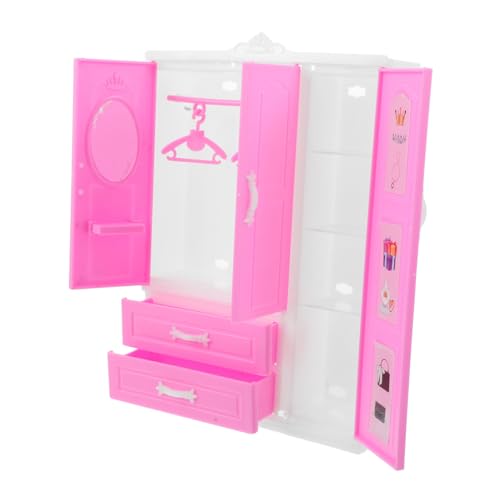 HEMOTON Winziger Puppenhaus-garderobenschrank: Miniatur-schlafzimmermöbel Für Puppen, Süßer Kleiderschrank Im Prinzessinnenstil Mit Kleiderständer Für Kinder von HEMOTON