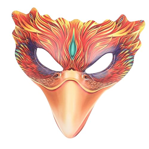HEMOTON Halloween Karneval Maskerade Vögel Tiere Feuer Phönix Maske Pfau Karnevalsmaske Prop Papageienmaske Vogelkostüm Dekorative Hälfte Cosplay-masken Mann Pu-leder Schnabel Erwachsener von HEMOTON