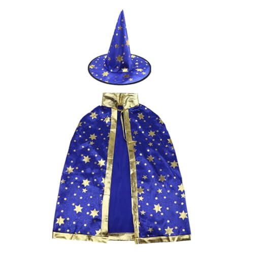 HEMOTON Zauberer-umhang-kostüm für Kinder, Kapuzenrobe, Umhang, Ritter, Schickes Cooles Cosplay-kostüm, 3–10 Jahre, Zaubererumhang Und Hut, Party-set für Kinder – Halloween, Cosplay, Verkleidung von HEMOTON