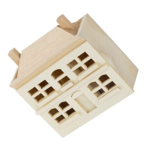 HEMOTON winziges dekorative Mini-Villa Puppenhaus-Miniaturbausatz zum Selbermachen Miniaturhaus Minipool Ostern Dekoration Easter Decoration Modell Holzhaus Mini- hölzern Khaki von HEMOTON