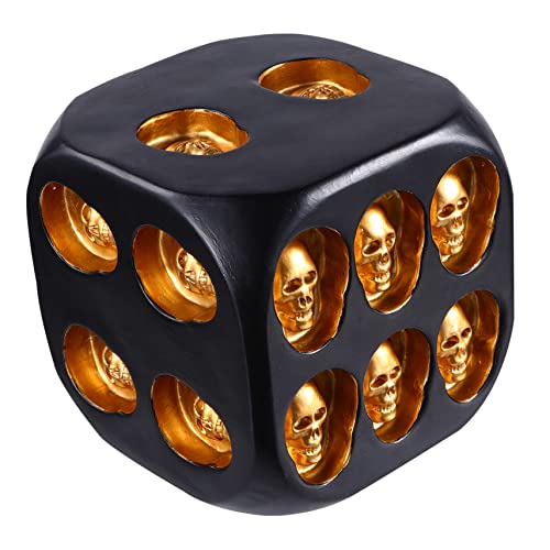 HEMOTON -würfel-Ornamente Aufwendig Glücksspielschädelwürfel Partyschmuck Lustiges Desktop-Layout Ungewöhnlich Hausparty-würfel Würfel-Layout Kunstharz Black von HEMOTON