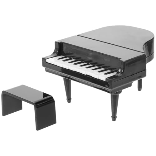 Miniatur-Klavier mit Stuhl, 1:12 Maßstab, für Puppenhaus, Spielzeug, Simulation aus Holz, Puppenhaus, Möbel, großes Klavier mit Hocker, Ornamente, Haus, Dekoration (schwarz) von HEMOTON