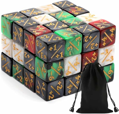 48 Pcs Würfel Zähler, Token Würfel Loyalität Würfel D6 Würfel Kompatibel mit MTG, CCG, Magic The Gathering MTG dice Würfel, Kartenspiel Zubehör mit Aufbewahrungsbeuteln von HENGBIRD