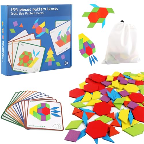 HENGBIRD Geometrische Formen Tangrams Holz Puzzle Spielzeug, 155pcs Holzmuster Blöcke Bunte Hölzerne Intelligenz Puzzle Montessori Lernspielzeug Geschenke für Kinder Vorschule HENGBIRD Geometrische Formen Tangrams Holz Puzzle Spielzeug, 155pcs Holzmuster Blöcke Bunte Hölzerne Intelligenz Puzzle Montessori Lernspielzeug Geschenke für Kinder Vorschule von HENGBIRD