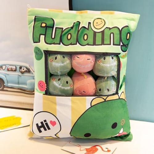 HENGBIRD Pudding Kissen, Dinosaurier Pudding Dinosaurier Kissen Cute Kawaii Plushie SüßE Sachen Plushies Squishmallo Cute Stuff Sachen Squishy Mellow Kawaii Kuscheltier Plush Kissen von HENGBIRD