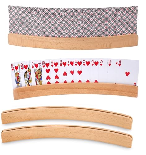 HENGBIRD Spielkartenständer, 2 Stück Holz Spielkarten Halter Kartenhalter, Freisprech Kartenhalter, Hände Poker Halter, für Kinder Erwachsene Senioren Behinderte von HENGBIRD