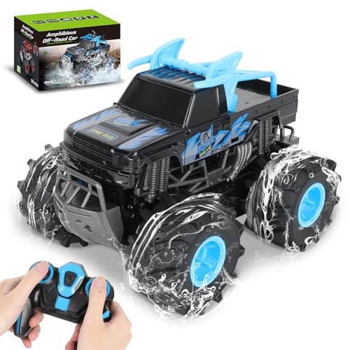 HENGI Amphibisches RC-Auto, RC-Monstertruck, 2,4 GHz 1:16 wasserdichter Geländewagen, Spielzeug für Pool & Outdoor – Geschenk für Jungen/Mädchen 8-12 Jahre, Blau von HENGI