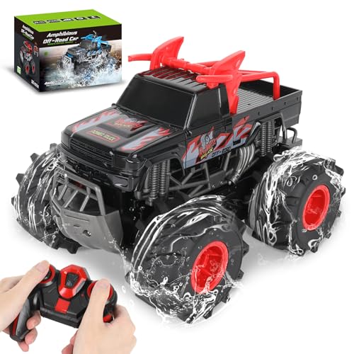HENGI Amphibisches RC-Auto, RC-Monstertruck, 2,4 GHz 1:16 wasserdichter Geländewagen, Spielzeug für Pool & Outdoor – Geschenk für Jungen/Mädchen 8-12 Jahre, Rot HENGI Amphibisches RC-Auto, RC-Monstertruck, 2,4 GHz 1:16 wasserdichter Geländewagen, Spielzeug für Pool & Outdoor – Geschenk für Jungen/Mädchen 8-12 Jahre, Rot von HENGI