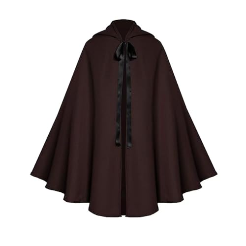HENORD Herren Renaissance Mittelalter Umhang für Frauen Halloween Umhang Party Dress Up Cosplay Kostüm Braun Klein HENORD Herren Renaissance Mittelalter Umhang für Frauen Halloween Umhang Party Dress Up Cosplay Kostüm Braun Klein von HENORD