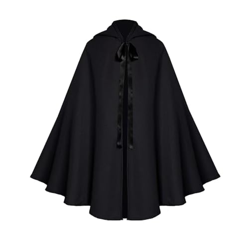 HENORD Herren Renaissance Mittelalter Umhang für Frauen Halloween Umhang Party Dress Up Cosplay Kostüm Schwarz Klein HENORD Herren Renaissance Mittelalter Umhang für Frauen Halloween Umhang Party Dress Up Cosplay Kostüm Schwarz Klein von HENORD