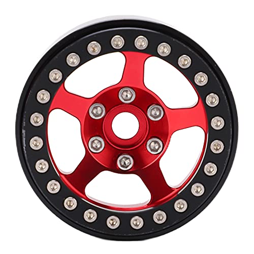 1,9 -Zoll -PerldlockRäder Aluminiumlegierung 5 Loch RC Beadlock Wheel Rims Hub für axiale SCX10 90046 RC Crawler Upgrade -Teile (Black Red) von HERCHR