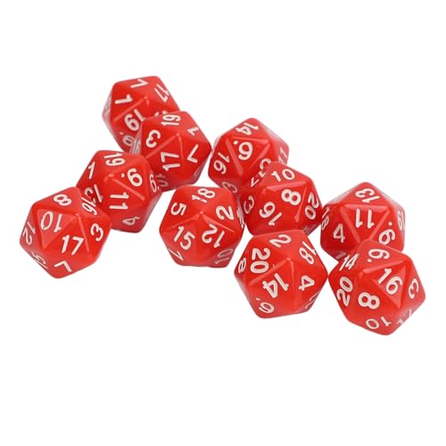 10pcs Polyedrale Würfel Set Plastik 20 -seitig -Würfel D20 für Rollenspieltabellen Spiele Single farbiges Sortiment (Rot) von HERCHR