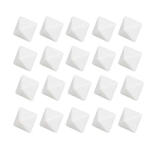 20 Stück 8-seitige Würfel, 2,8 X 2,8 X 2,8 cm/1,1 X 1,1 X 1,1 Zoll, Mehrseitige Polyedrische Würfel, 8-seitige Spielwürfel Für Brettspiele, Partys, Weiß von HERCHR