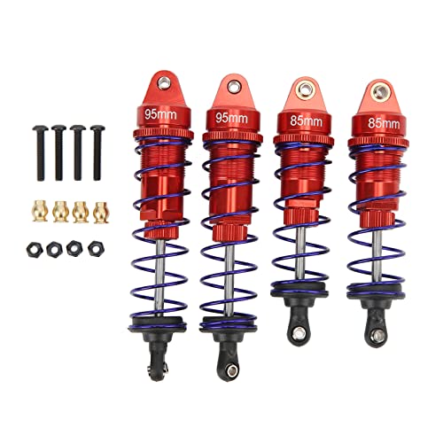 4pcs RC -Stoßdämpfer 95 mm/105 mm Vorder-/Hinter -Aluminium -Legierungsdämpfer Set mit Feder für HSP Traxas 1/10 RC -Auto -Upgrade -Teile (Rot) von HERCHR