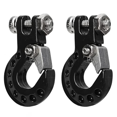 HERCHR 2pcs RC Crawler Winch Hooks Aluminiumlegierung Anhänger Schlepptauhaken RC Metalhook für 1/10 Fernbedienungssteuer -Accessoire (Schwarz) von HERCHR