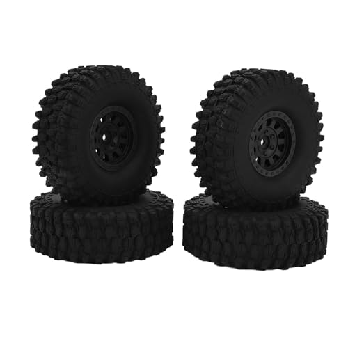 HERCHR 4-teilige RC-Autoreifenräder, 120 mm/4,7 Zoll Reifendurchmesser, 43 mm/1,7 Zoll Reifenbreite, Gummireifen mit 10-Speichen-Radnabe für AxialSCX10 90046 für TraxxasRedcatGEN8 (Black) von HERCHR
