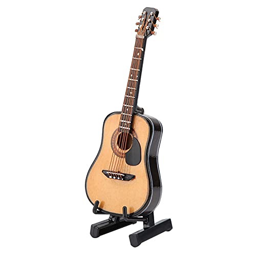 HERCHR Gitarren-Ornament, Miniatur-Holz Gitarren Kollektion mit Stand Mini-Musik Instrument Replik Sammler Figuren Heim Dekoration Display (10 cm) von HERCHR