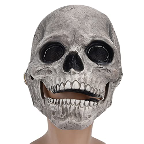 HERCHR Halloween-Maske Gruselig, Vollkopf-Schädelmaske, 3D-Schädelmaske, Halloween-Masken Für Erwachsene, Vollkopf-Skelettmaske(Dunkelgrau) von HERCHR