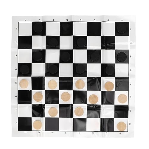 HERCHR Hölzerne Internationale Dame, 24-teiliges Schachstück Mit Schachbrett, Brettspiel, Dame, Filmschachbrett, Transparentes Kunststoffbox-Set von HERCHR