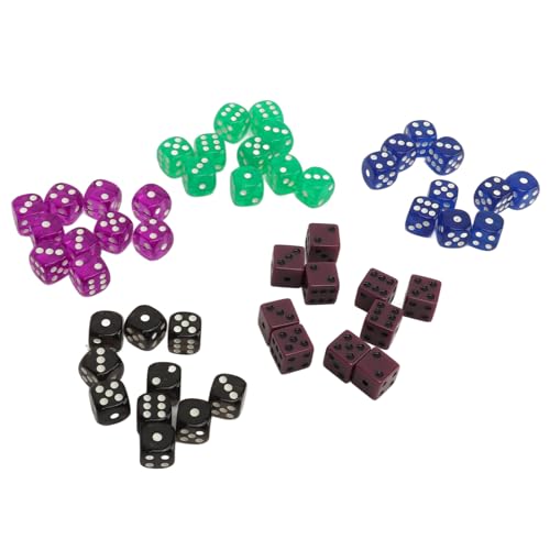 HERCHR Mathe Würfel, 50pcs 0,6 Zoll Minidice Set Plastik -Durchscheiner 6 -Seiten -Runde Ecken Würfel Würfel Lernhilfeunterricht für Tischspiele Brettspiele von HERCHR
