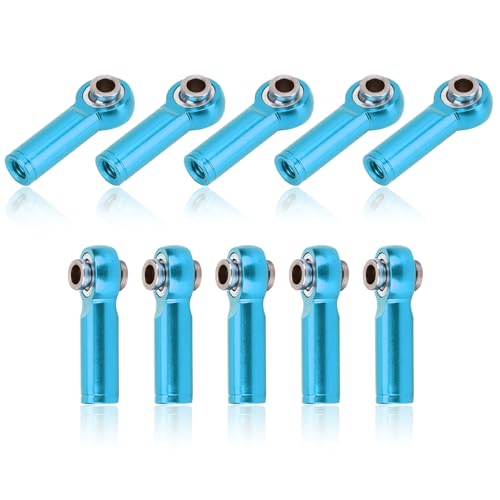 HERCHR Metal Link Rod End, 10Pcs Aluminium Alloy M4 Positive and Negative Thread Tie Push Link Rod Joint Replacement for 1/10 Model RC Car (Blue) von HERCHR