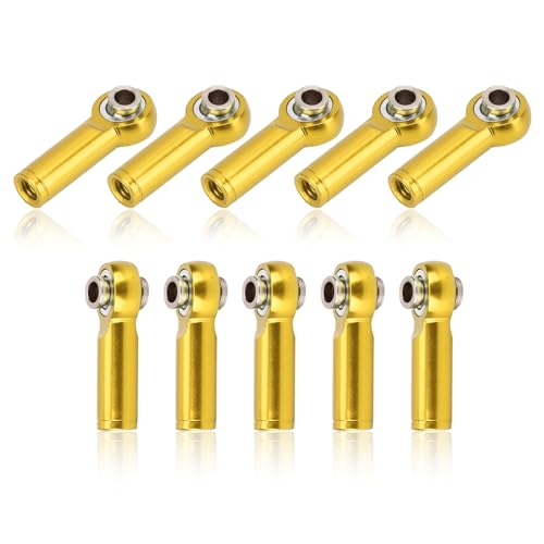HERCHR Metal Link Rod End, 10Pcs Aluminium Alloy M4 Positive and Negative Thread Tie Push Link Rod Joint Replacement for 1/10 Model RC Car (Gold) von HERCHR