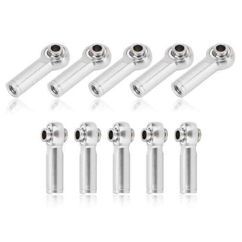 HERCHR Metal Link Rod End, 10Pcs Aluminium Alloy M4 Positive and Negative Thread Tie Push Link Rod Joint Replacement for 1/10 Model RC Car (Silver) von HERCHR