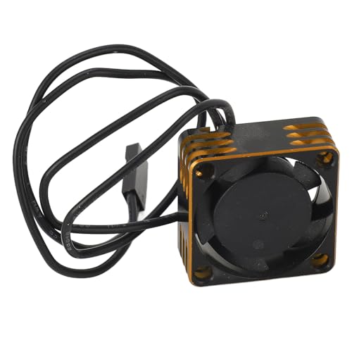 HERCHR RC Auto Motor Kühlventilator, 5V bis 7,4 V 25x25x10 mm/0,98 x 0.98x0.39 Zoll bürstenloser ESC -Hochgeschwindigkeits Wärme Lüfter für RC Auto LKW Bootsboot bürstenloser Motor (Gold) von HERCHR