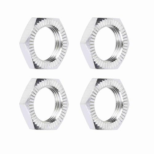 HERCHR RC -Autoradmuttern, 4pcs Aluminiumlegierung M 12 Radmuttern 17mm Spanner -Upgrade -Zubehör für 1/8 RC Model Car Truck Off Road Crawler (Silber) von HERCHR