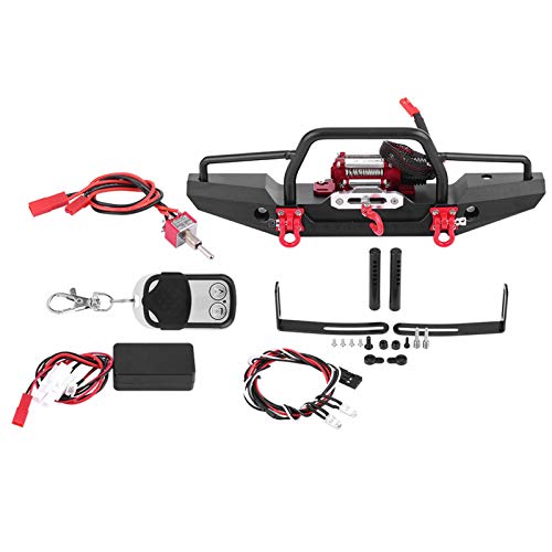 HERCHR RC-Frontstoßstange, Upgrade-Teil Für Die Frontstoßstange aus Aluminiumlegierung Mit LED-Licht Und Winde Für Traxas TRX4 RC Car Crawler von HERCHR