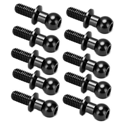 HERCHR RC Metallkugel Kopfschraube, 10pcs Linkstab Stange Stoßdämpfer End Fixierende Kugelschrauben Ersatzzubehör für TT01 TT02 RC -Auto (Schwarz) von HERCHR