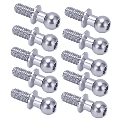 HERCHR RC Metallkugel Kopfschraube, 10pcs Linkstab Stange Stoßdämpfer End Fixierende Kugelschrauben Ersatzzubehör für TT01 TT02 RC -Auto (Silber) von HERCHR