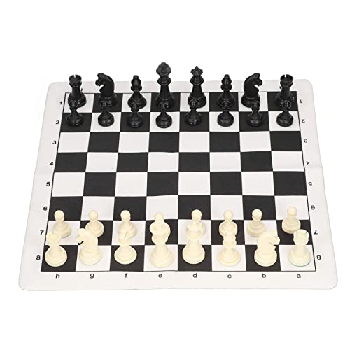 HERCHR Schachspiel, Internationales Schachspiel aus Kunststoff, Tragbares Reiseschachspiel 2 in 1 Schwarz-Weiß-Schachbrettspiel Mit Aufbewahrungstasche von HERCHR