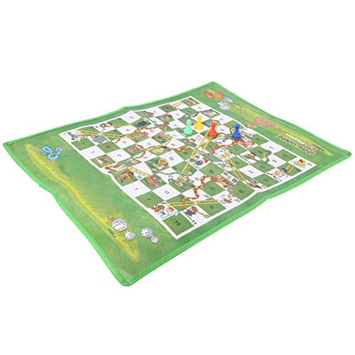 HERCHR Schlangen- und Leiterspiel, 60 x 45 cm, waschbar, faltbar, Vliesstoff, Teppich, Bodenmatte, pädagogisches Schlangenschach, pädagogisches Brettspiel, Spielzeug für Spielaktivitäten von HERCHR