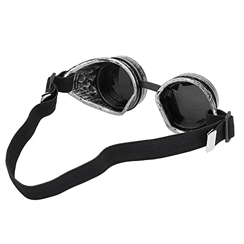 HERCHR Steampunk-Brille, Vintage-Steampunk-Brille, Doppellagige Sonnenbrille, Gesichtsmaske, Cosplay-Zubehör Für Party-Requisiten-Dekor(Vintage-Silber) von HERCHR