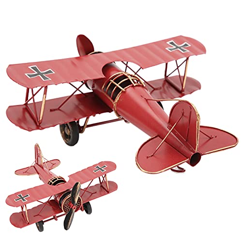 HERCHR Vintage Flugzeug Dekor, Metall Modell Retro Flugzeug, Kinder Spielzeug Geschenke, 21,3 cm/8,4 Zoll (Rot) von HERCHR