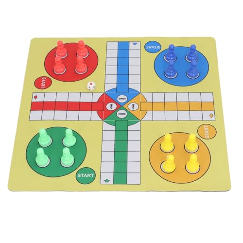Ludo Chess -Set, Lernen Spielen Spiele Foldingup Brettspiel Pad Familie Ludo mit 16 Schachstücken 1 Würfel für Kinder Erwachsene Spielen von HERCHR