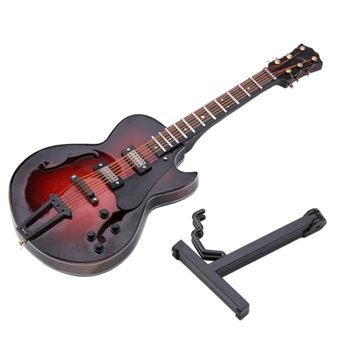 Miniaturgitarren -Ornamente, 7,1 * 2,8 * 0,5 Zoll Basswood Classic Gitarre Replik Instrumentenmodelldekoration Bunte Simulation mit Stand and Case for Home Cafe Office (18 cm Modell) von HERCHR