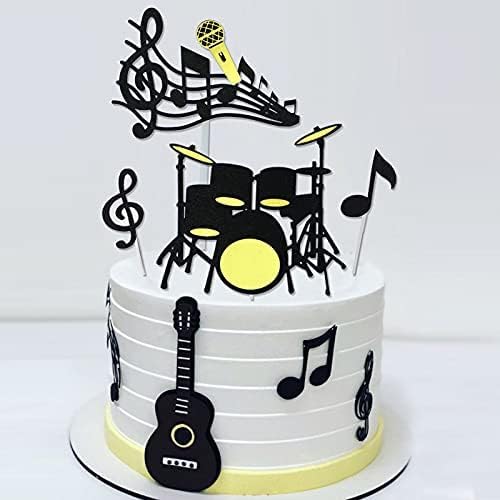 Musik Cake Toppers, Musiknoten Cupcake Toppers, Musik Happy Birthday Tortendeko, Gitarren Musikinstrument Kuchen Topper für Musiker Rock Party Geburtstags Party Zubehör Musik Cake Toppers, Musiknoten Cupcake Toppers, Musik Happy Birthday Tortendeko, Gitarren Musikinstrument Kuchen Topper für Musiker Rock Party Geburtstags Party Zubehör von HEREER