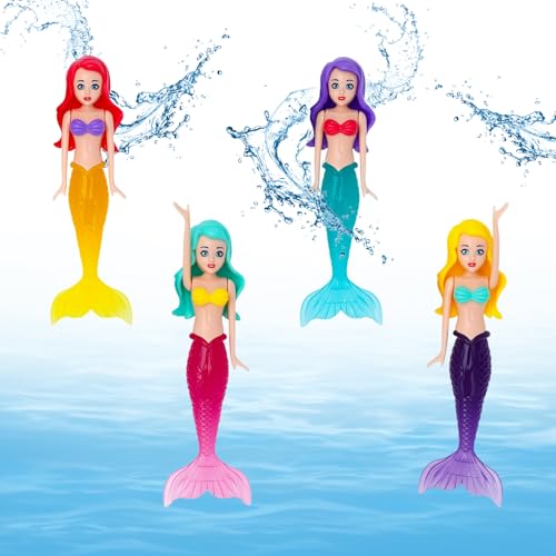 HERKINDNESS Tauchspielzeug für Kinder, 4 Stück Meerjungfrau Wasserspielzeug, ABS Lila, Gelb, Rosa, Grün Badewannen Spielzeug, für Unterwasserspiel, Tauchtraining, Schwimmbad, Badewanne, Familien Spaß HERKINDNESS Tauchspielzeug für Kinder, 4 Stück Meerjungfrau Wasserspielzeug, ABS Lila, Gelb, Rosa, Grün Badewannen Spielzeug, für Unterwasserspiel, Tauchtraining, Schwimmbad, Badewanne, Familien Spaß von HERKINDNESS