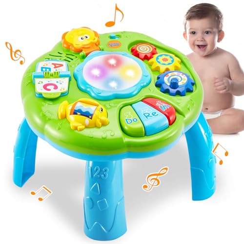 HERSITY Baby Spieltisch Musikspielzeug Spiel Lerntisch Activity Table Babyspielzeug Geschenk für Kinder ab 18 Monaten 1 Jahr von HERSITY