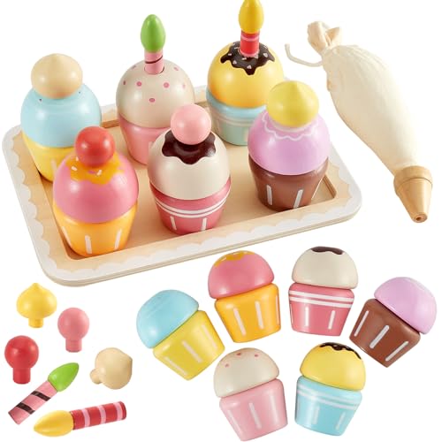 HERSITY Cupcake Spielzeug Torten, Holzspielzeug Küche Gebäck Kinderküche mit Palette, Rollenspiele Kinder Geburtstagsgeschenk für Mädchen 3 4 5 Jahren HERSITY Cupcake Spielzeug Torten, Holzspielzeug Küche Gebäck Kinderküche mit Palette, Rollenspiele Kinder Geburtstagsgeschenk für Mädchen 3 4 5 Jahren von HERSITY