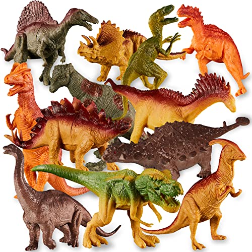 HERSITY Realistische Dinosaurier Spielzeug mit 12 pcs Dino Figuren Set Groß ca. 17cm, Geschenke Kinder Jungen Mädchen 3 4 5 Jahren von HERSITY