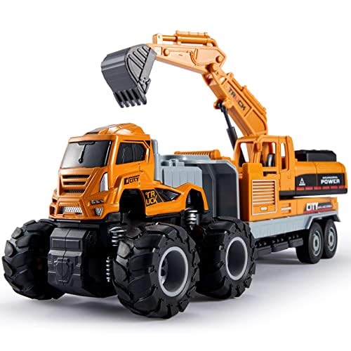 HERSITY Kinder Bagger Baustellenfahrzeuge mit Beweglicher Schaufel Reibungsbetriebene Autos Metall Lastwagen Spielzeug Geschenk für Kinder Jungen Mädchen 3 4 5 Jahre von HERSITY