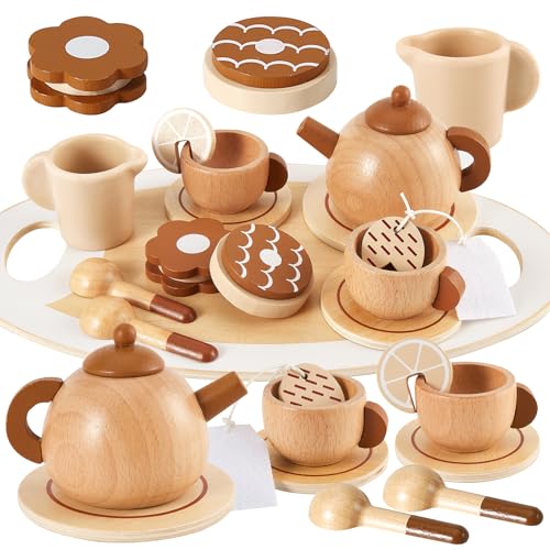 HERSITY Teeset Kinder Spielzeug Holz, Teeservice Spielküche Teeparty Set mit Teekanne Kinderküche Holzspielzeug, Rollenspiel Geschenk für Mädchen Jungen 3 4 5 Jahren HERSITY Teeset Kinder Spielzeug Holz, Teeservice Spielküche Teeparty Set mit Teekanne Kinderküche Holzspielzeug, Rollenspiel Geschenk für Mädchen Jungen 3 4 5 Jahren von HERSITY