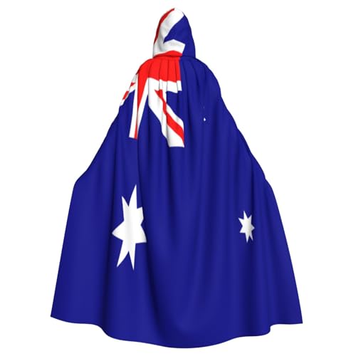 Australische Flagge Hexenkostüm - Horror Halloween Kostüm mit Kapuze Umhang für Herren, perfekt für Cosplay und Partys von HERTqwop