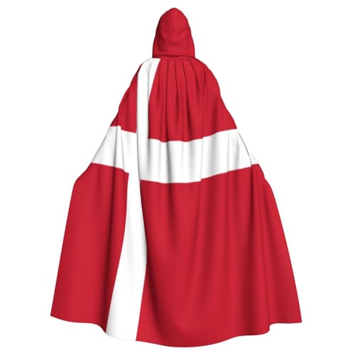 Dänische Flagge Hexenkostüm - Horror Halloween Kostüm mit Kapuze Umhang für Herren, perfekt für Cosplay und Partys Dänische Flagge Hexenkostüm - Horror Halloween Kostüm mit Kapuze Umhang für Herren, perfekt für Cosplay und Partys von HERTqwop