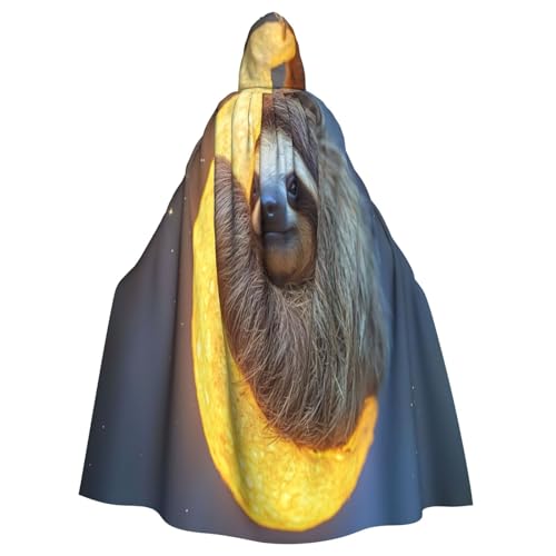 Das Faultier auf dem Mond Hexenkostüm – Horror-Halloween-Kostüm mit Kapuzenumhang für Herren, perfekt für Cosplay und Partys Das Faultier auf dem Mond Hexenkostüm – Horror-Halloween-Kostüm mit Kapuzenumhang für Herren, perfekt für Cosplay und Partys von HERTqwop