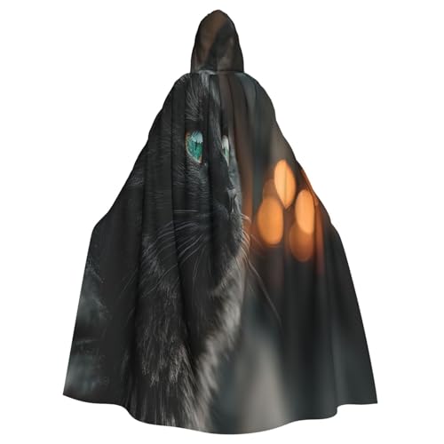Die Katze am Fenster Hexenkostüm – Horror-Halloween-Kostüm mit Kapuzenumhang für Herren, perfekt für Cosplay und Partys Die Katze am Fenster Hexenkostüm – Horror-Halloween-Kostüm mit Kapuzenumhang für Herren, perfekt für Cosplay und Partys von HERTqwop
